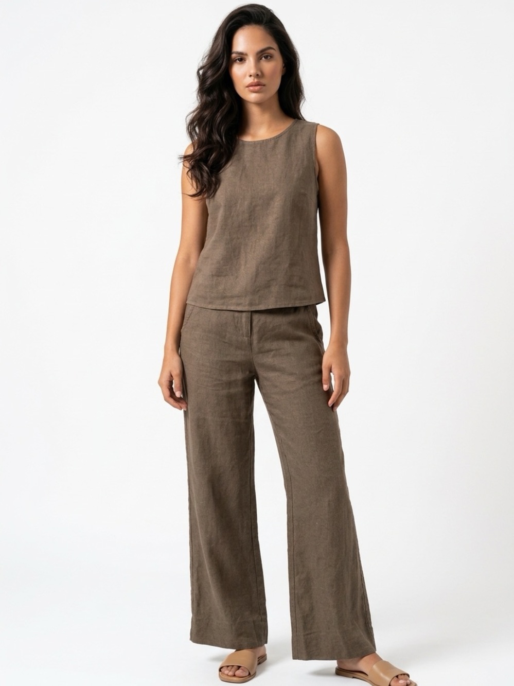 Cabi Linen Wide Leg Women's 4 Casul Pants Relaxed Fit 2 Pocket Minimalist